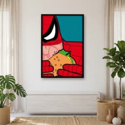 Quadro Decorativo Pop Art - Homem-Aranha Comendo