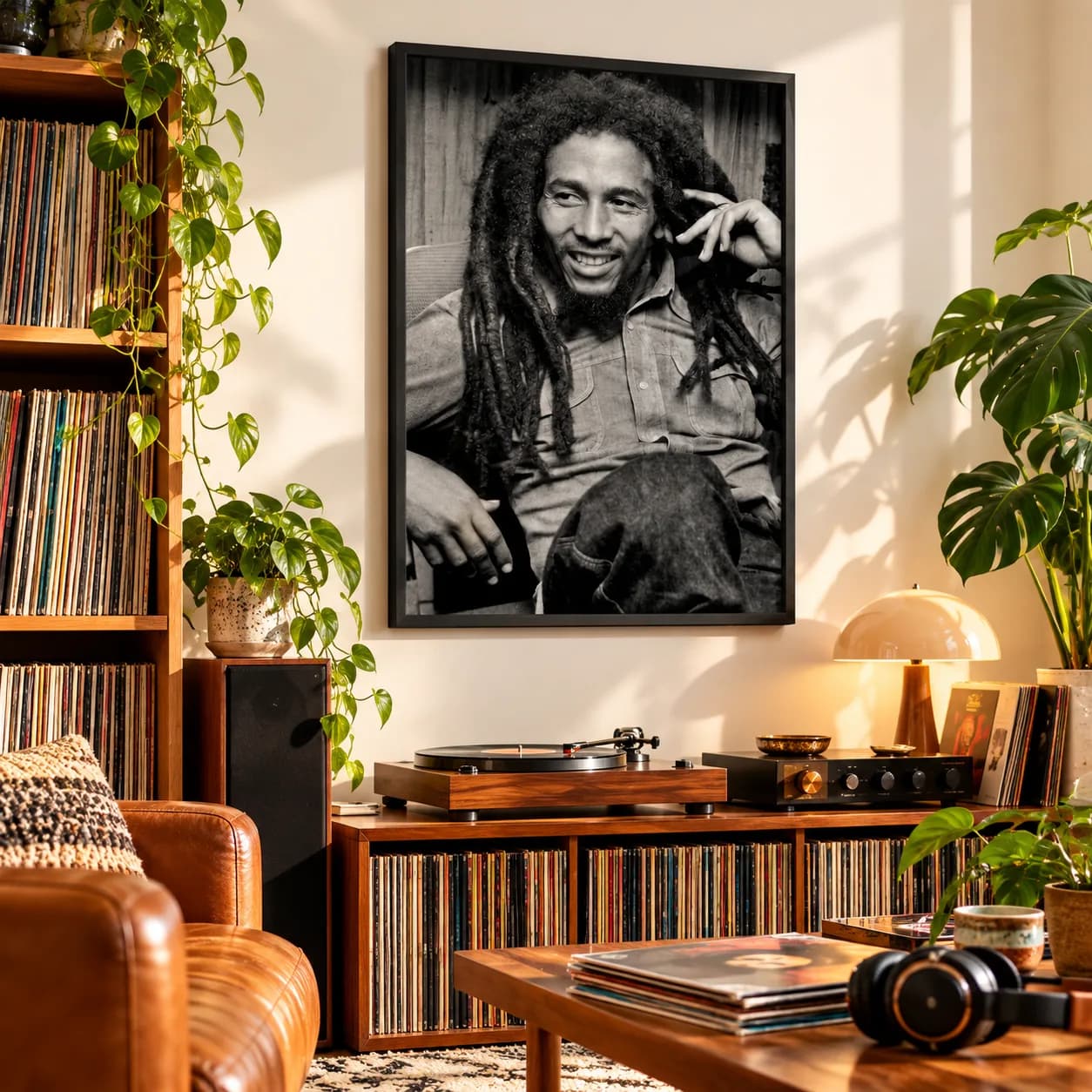Quadro Decorativo Bob Marley – Retrato Preto e Branco