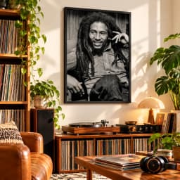Quadro Decorativo Bob Marley – Retrato Preto e Branco