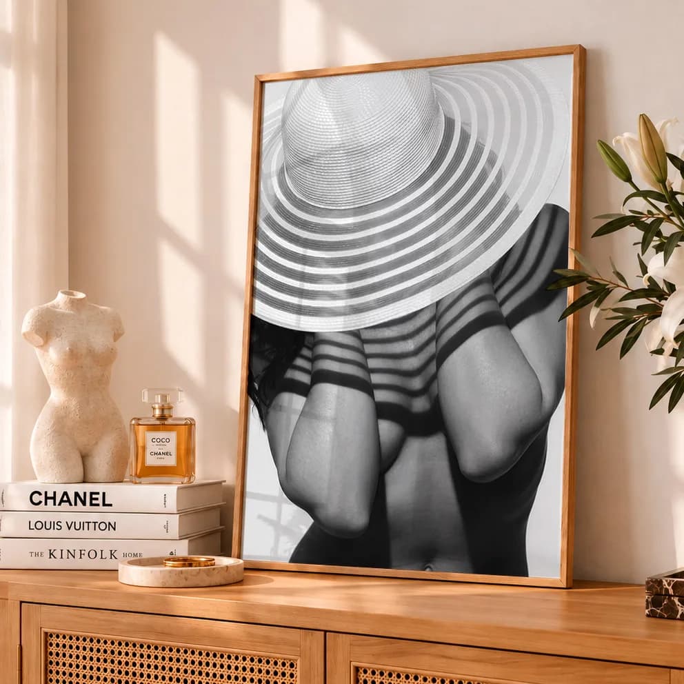 Quadro Decorativo Chapéu Listrado | Fotografia Vintage Fashion