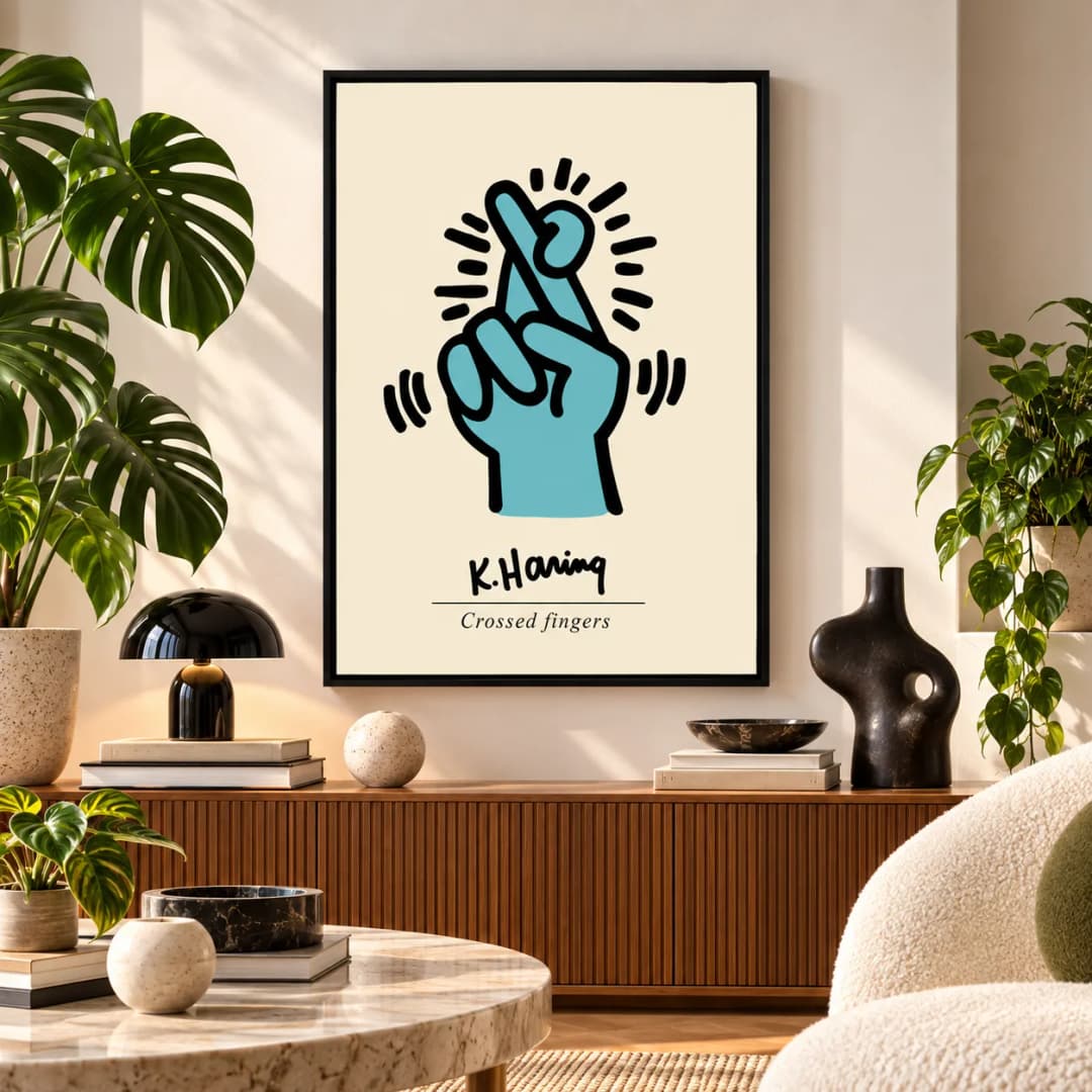 Quadro Decorativo Keith Haring Crossed Fingers