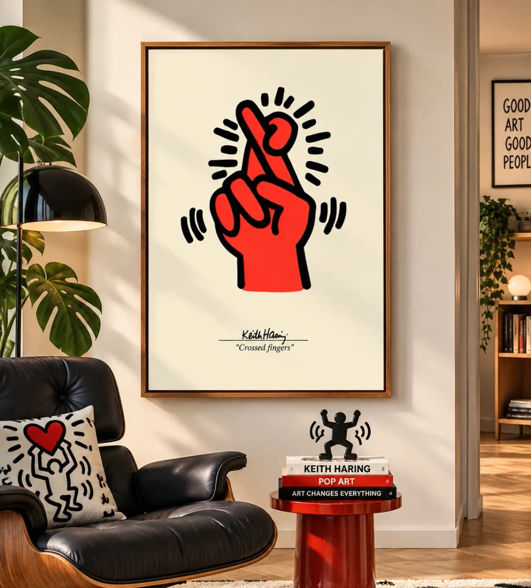 Quadro Decorativo Keith Haring – Crossed Fingers | Pop Art