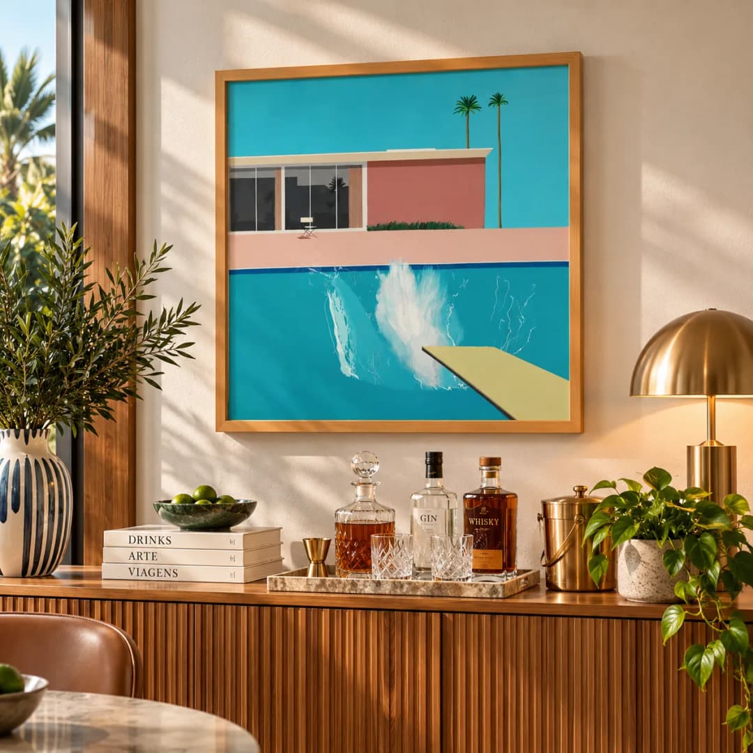Quadro Decorativo A Bigger Splash – David Hockney Pop Art e Piscina