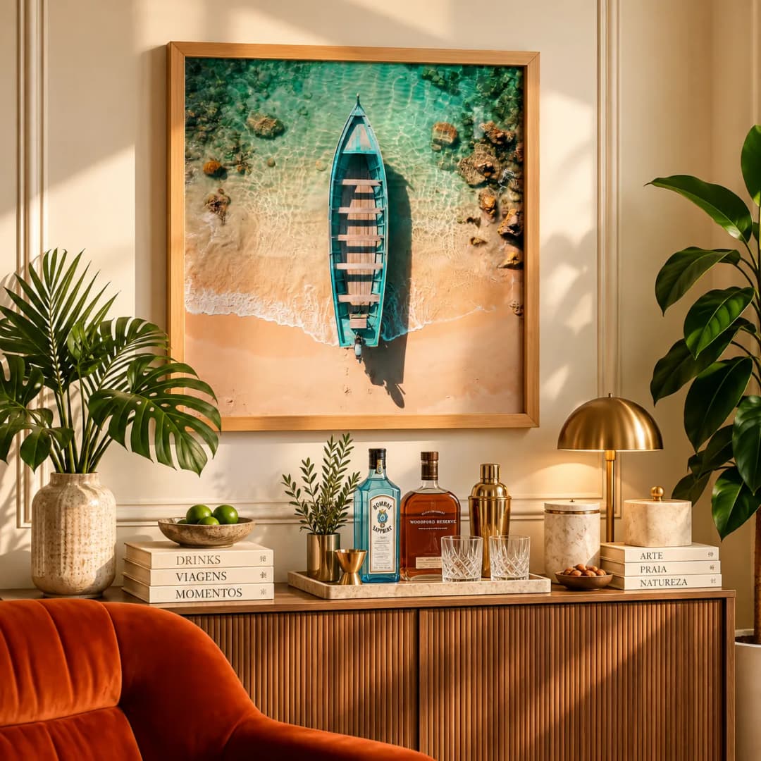 Quadro Decorativo À Beira do Paraíso – Barco na Praia