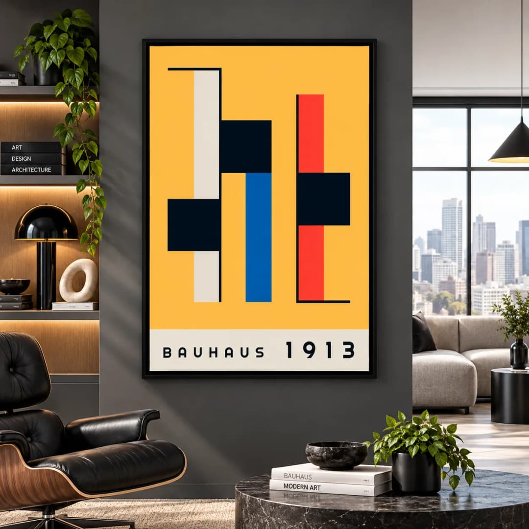 Quadro Decorativo Bauhaus 1913 | Arte Geométrica Abstrata e Design Modernista