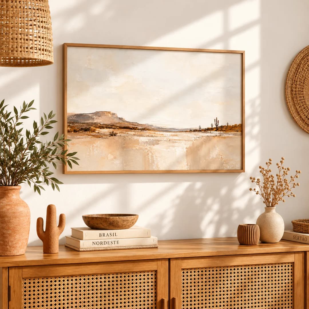 Quadro Decorativo Silêncio do Sertão – Paisagem Nordestina Abstrata