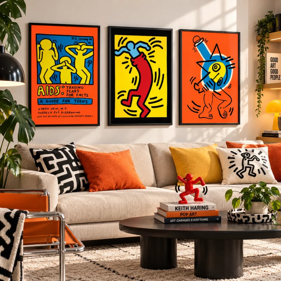 Kit Trio Quadros Decorativos Keith Haring | Pop Art Anos 80