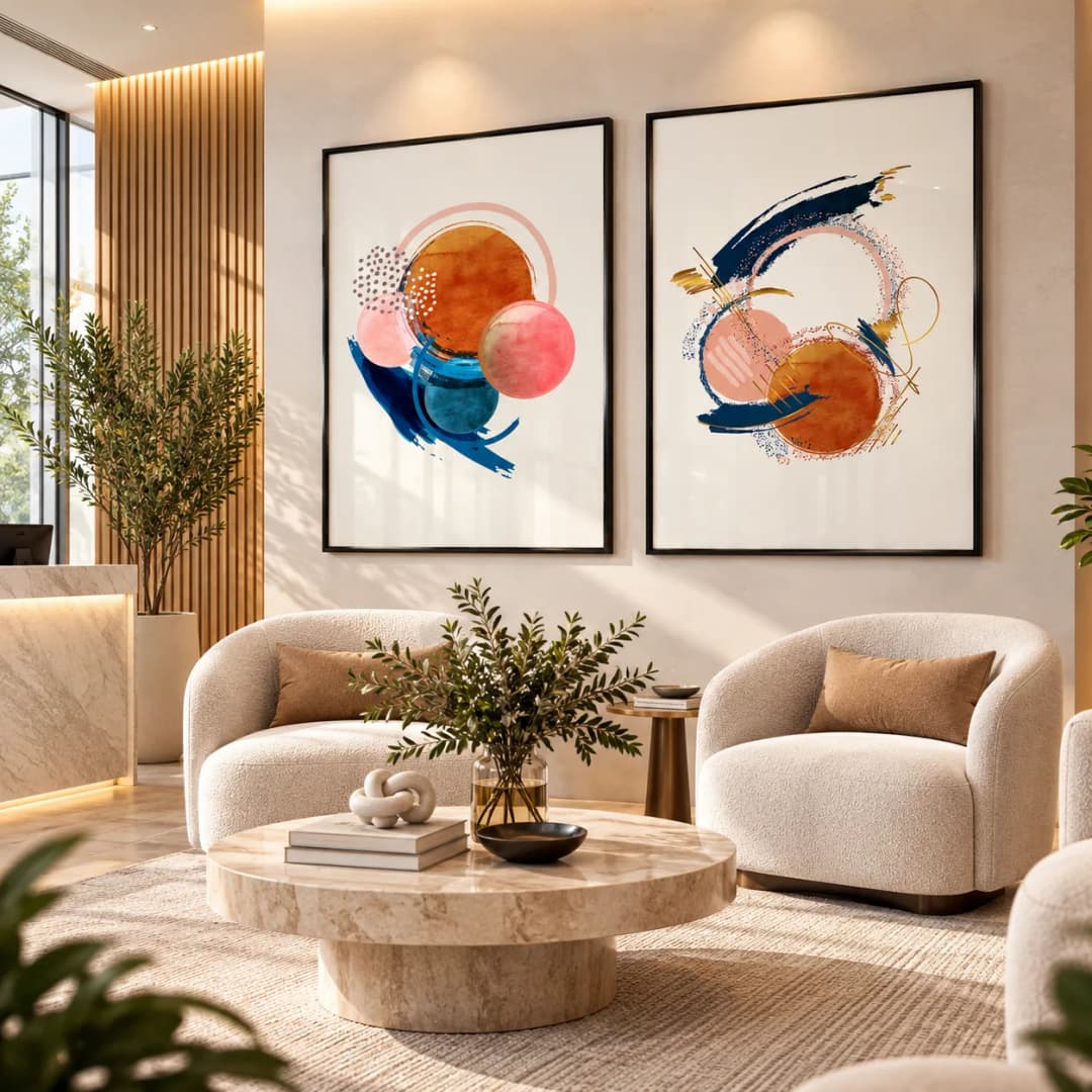 Kit Duo Quadros Decorativos Harmonia das Formas – Arte Abstrata Geométrica